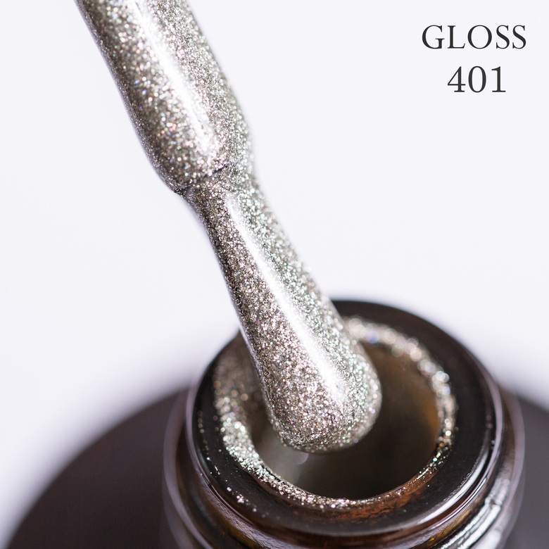Gel polish GLOSS 401 (silver with holographic micro-shine), 11ml