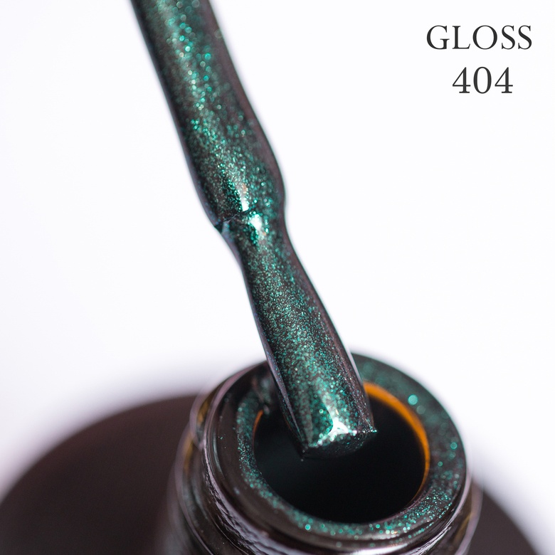 Gel polish GLOSS 404 (dark green with micro-shine), 11 ml