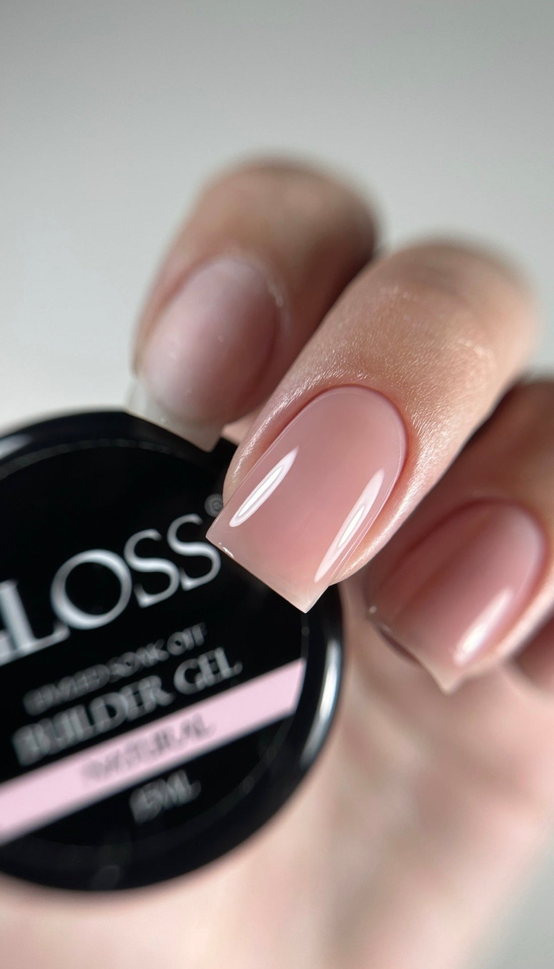 GLOSS Builder Gel jar nude pink self-leveling formula texture