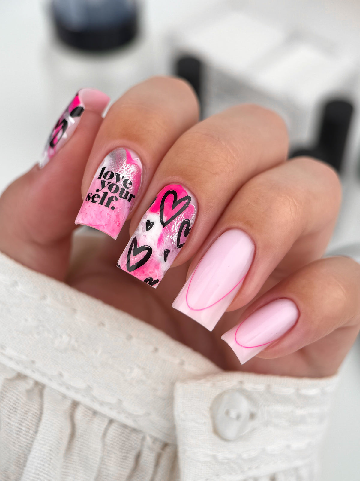 GLOSS nail stamping technique in action — transferring design from plate to nail