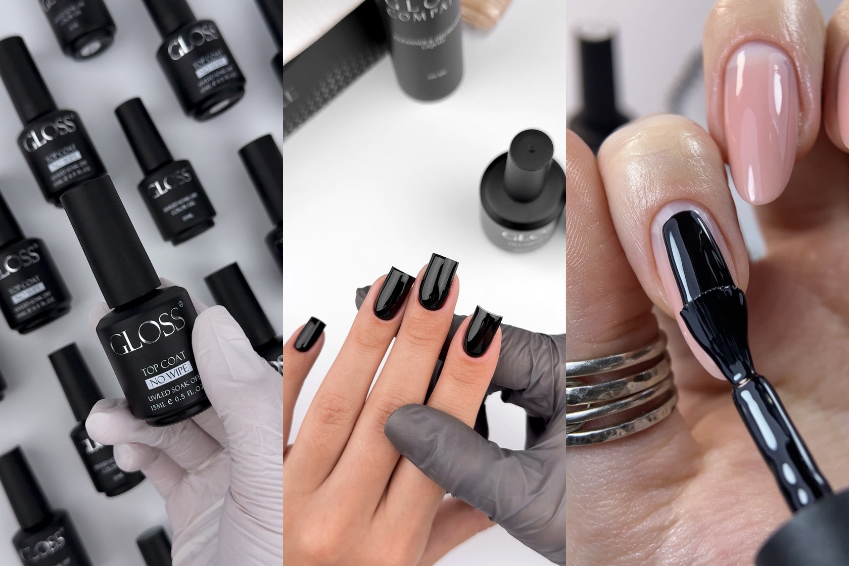 GLOSS Company signature nail products — professional gel polish, rubber base, and builder gel