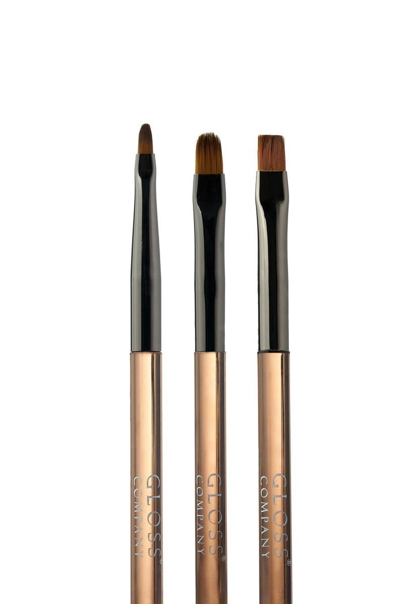 GLOSS professional nail brush set — dual-ended brushes for gel, art, and builder gel