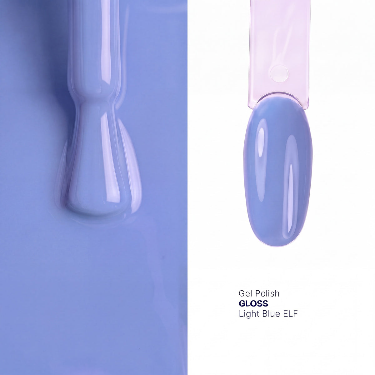 Brush and nail tip swatch of GLOSS Light Blue glow in the dark gel polish