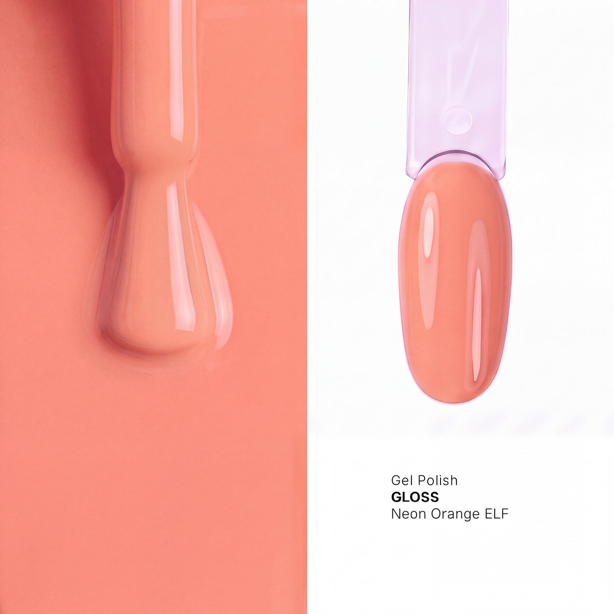Brush and nail tip swatch of GLOSS Neon Orange glow in the dark gel polish