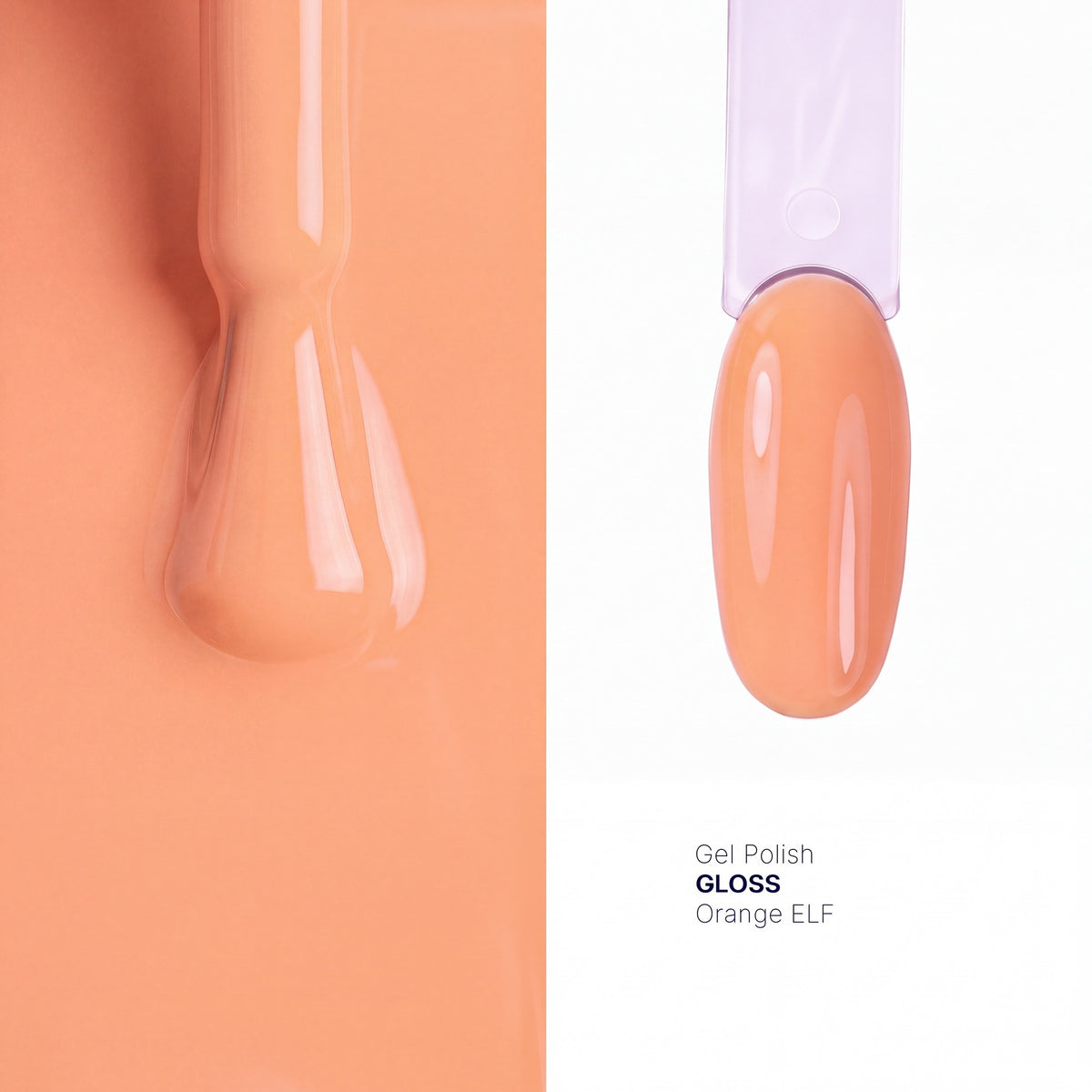 Brush and nail tip swatch of GLOSS Orange glow in the dark gel polish