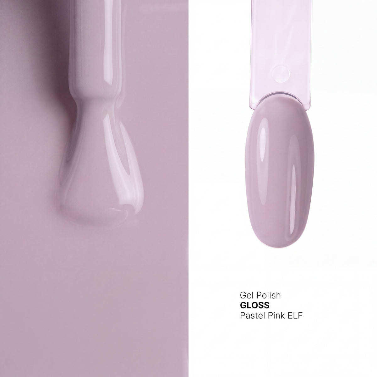 Brush and nail tip swatch of GLOSS Pastel Pink glow in the dark gel polish