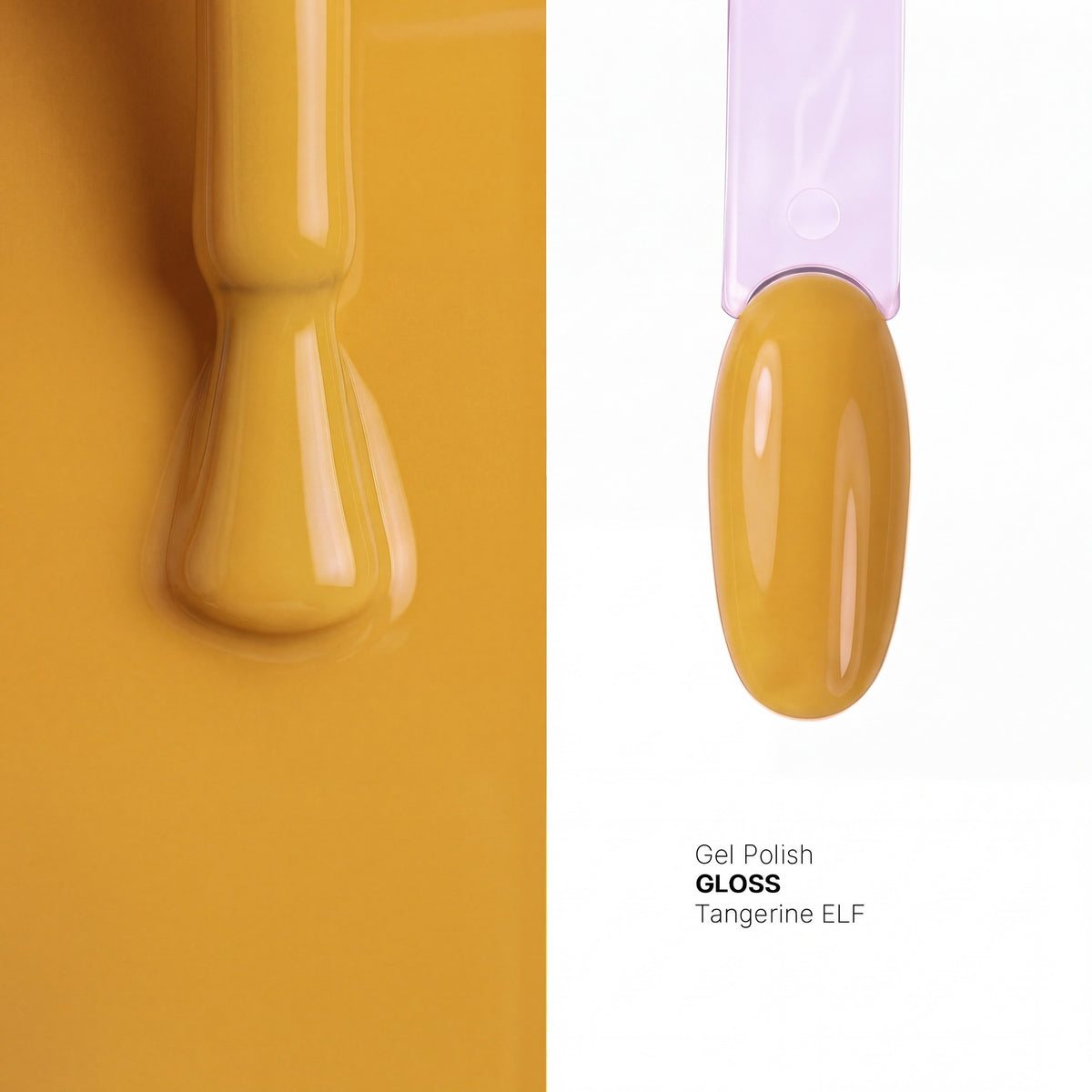 Brush and nail tip swatch of GLOSS Tangerine glow in the dark gel polish