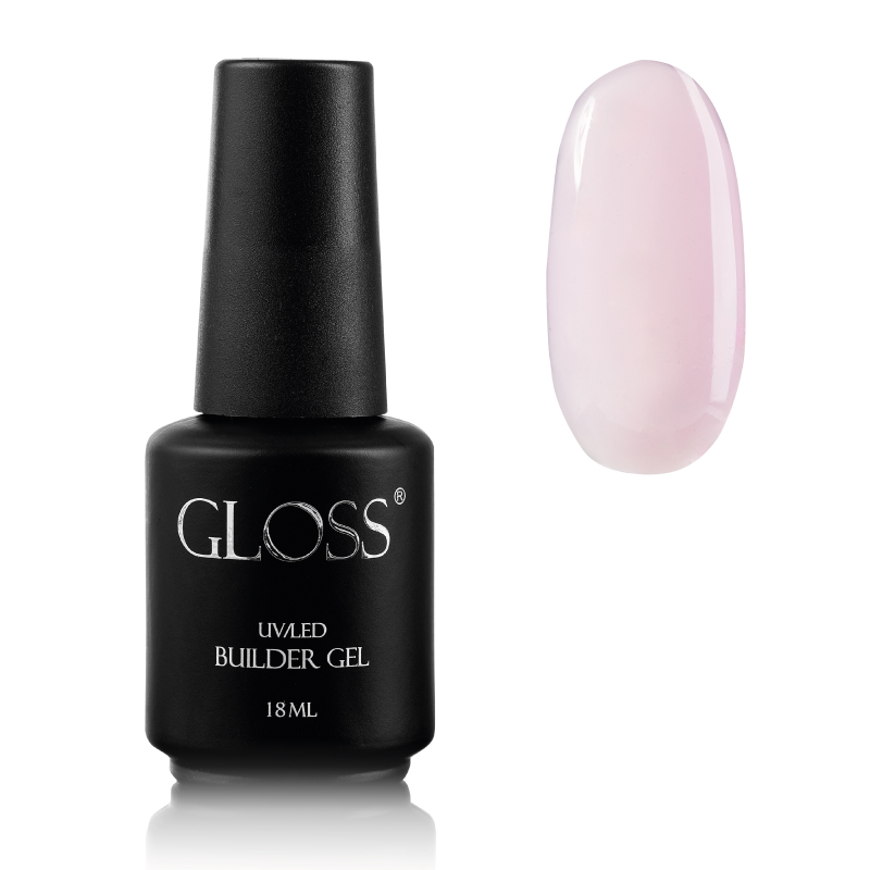 Single-phase gel with brush Builder Gel GLOSS Pale Pink, 18 ml