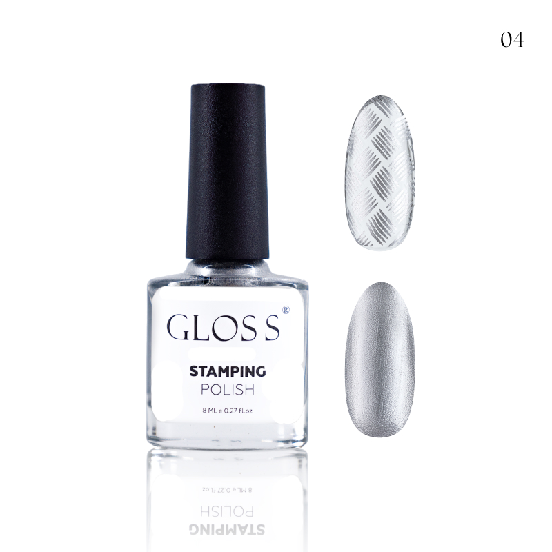 GLOSS Stamping polish 04, 8 ml (gray pearl)